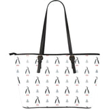 Penguin Pattern Large Leather Tote Bag