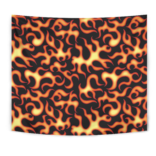 Fire Flame Dark Pattern Wall Tapestry