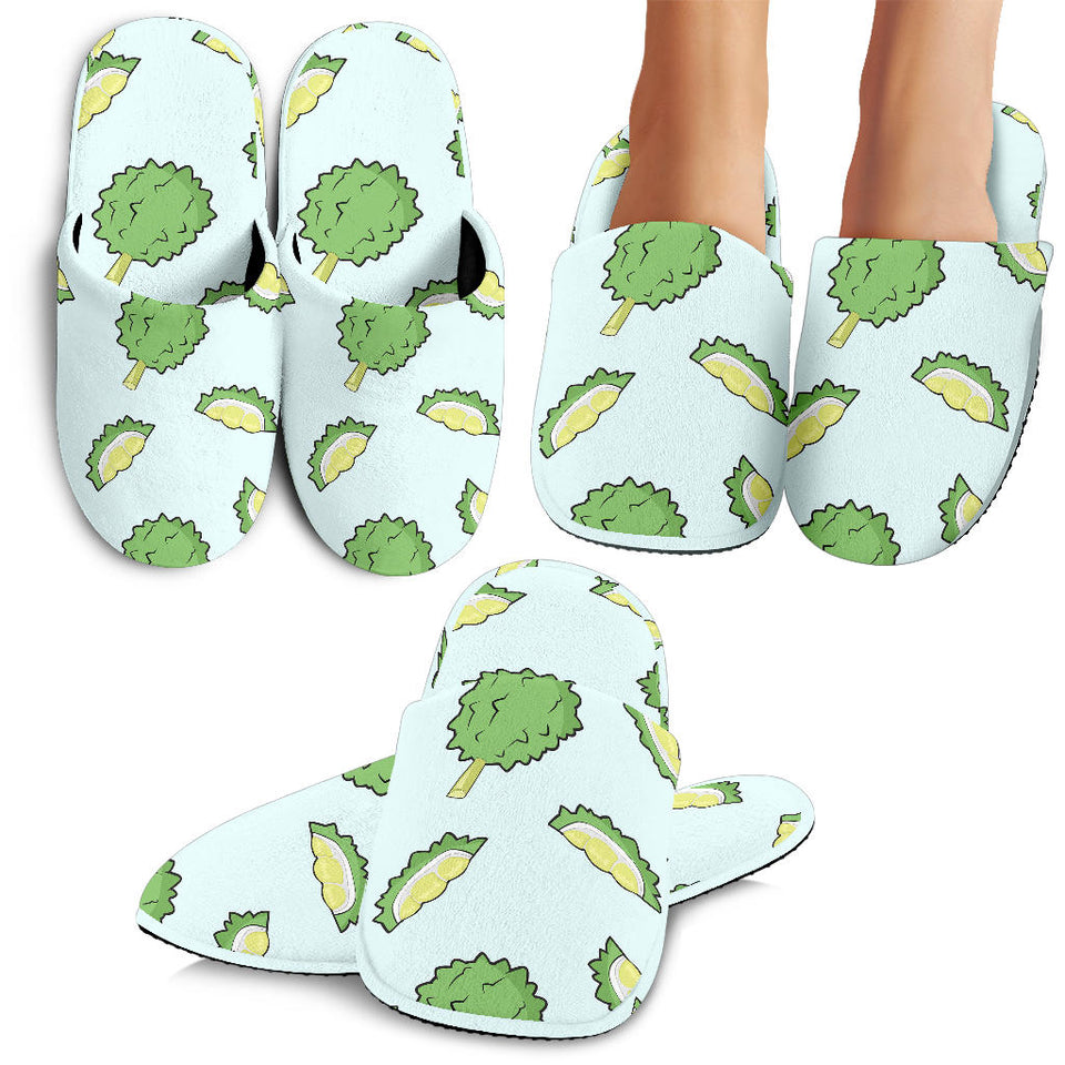 Durian Pattern Blue Background Slippers