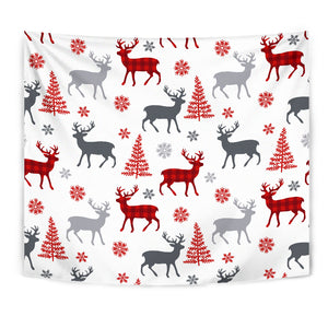 Deer Tree Snowflakes Chrismas Pattern Wall Tapestry
