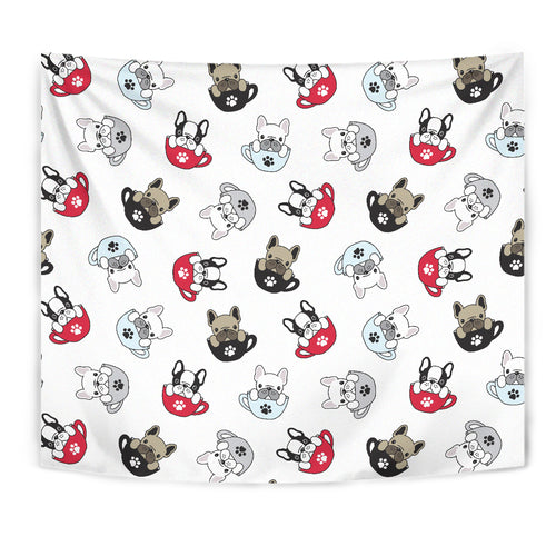 French Bulldog Cup Paw Pattern Wall Tapestry