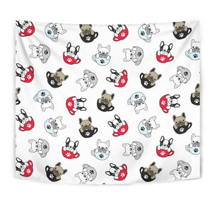 French Bulldog Cup Paw Pattern Wall Tapestry