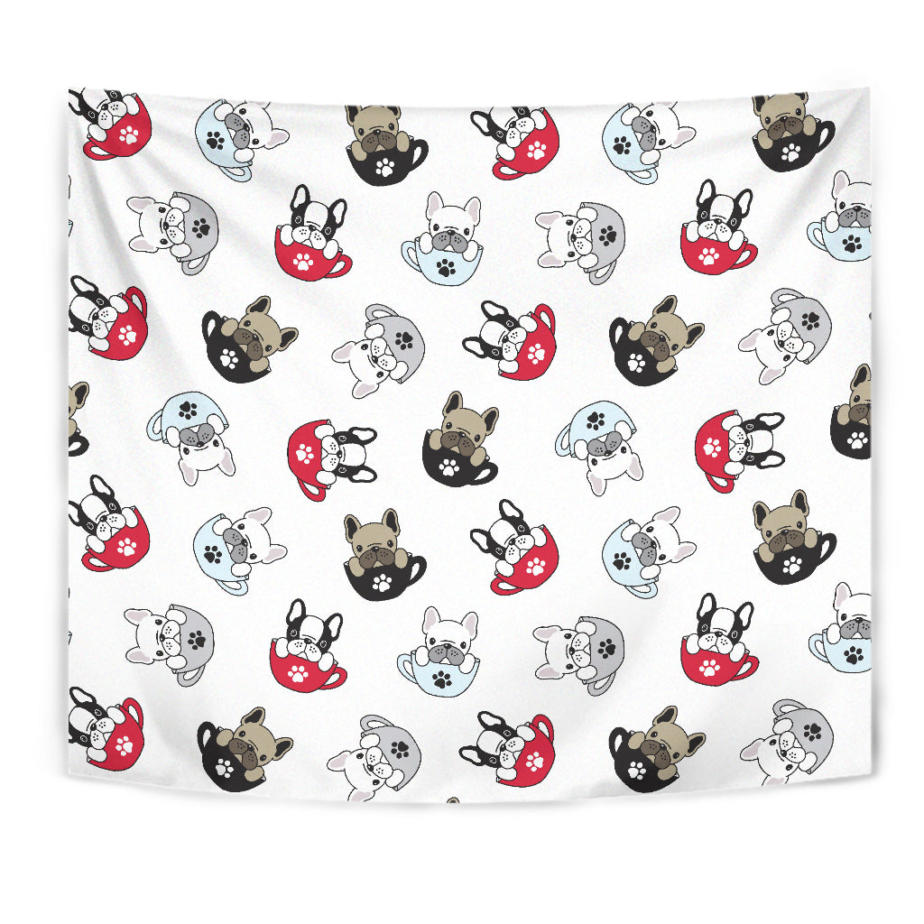 French Bulldog Cup Paw Pattern Wall Tapestry