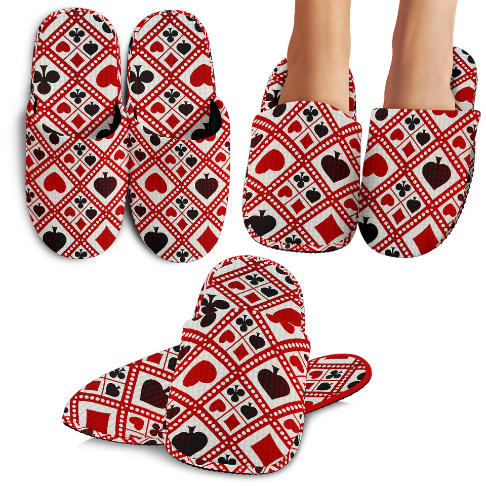 Casino Cards Suits Pattern Print Design 03 Slippers