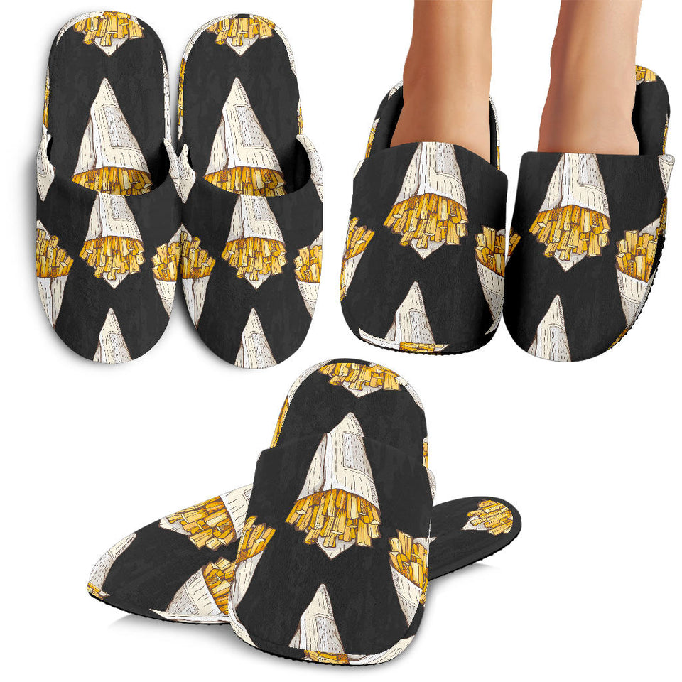 French Fries Dark Background Slippers