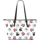 French Bulldog Cup Paw Pattern Large Leather Tote Bag