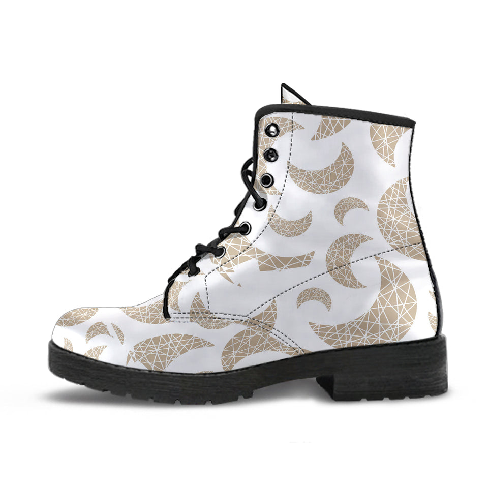 Cool Gold Moon Abstract Pattern Leather Boots