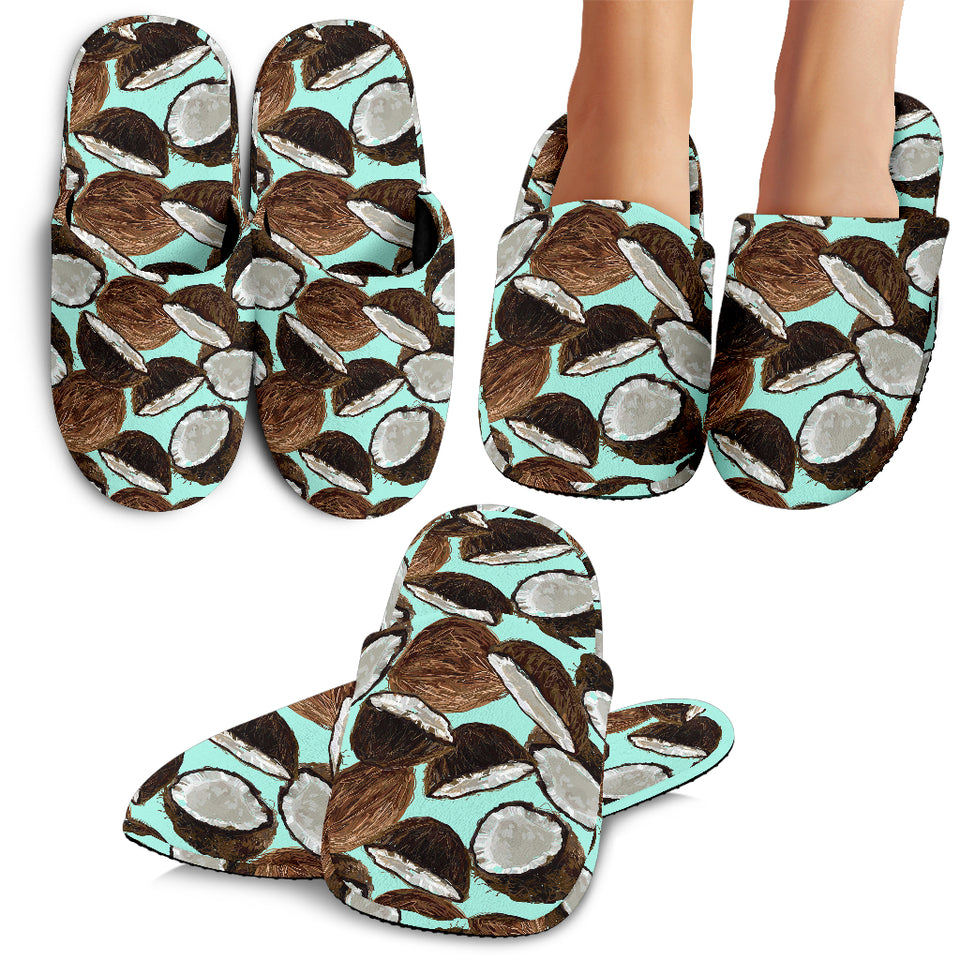 Coconut Pattern Print Design 03 Slippers
