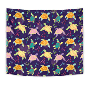 Colorful Sea Turtle Pattern Wall Tapestry