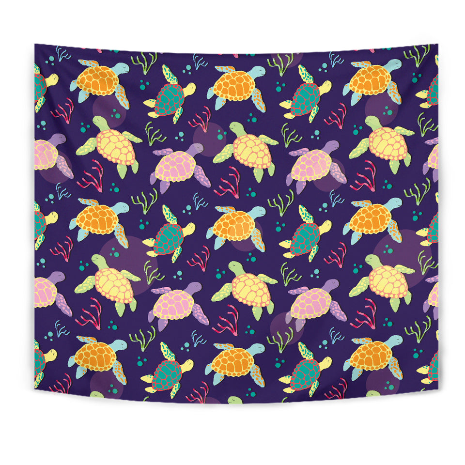 Colorful Sea Turtle Pattern Wall Tapestry