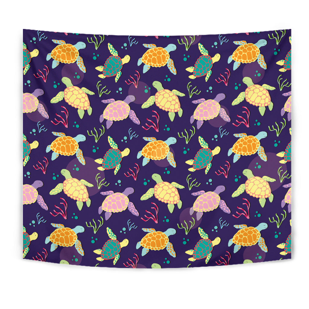 Colorful Sea Turtle Pattern Wall Tapestry