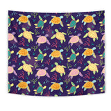 Colorful Sea Turtle Pattern Wall Tapestry