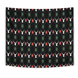 Deer Christmas New Year Pattern Argyle Wall Tapestry