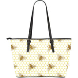 Bee Honeycomb Seamless Design Pattern Large Leather Tote Bag