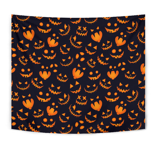 Halloween Pattern Pumpkin Background Wall Tapestry