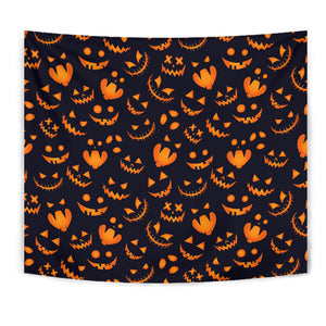 Halloween Pattern Pumpkin Background Wall Tapestry