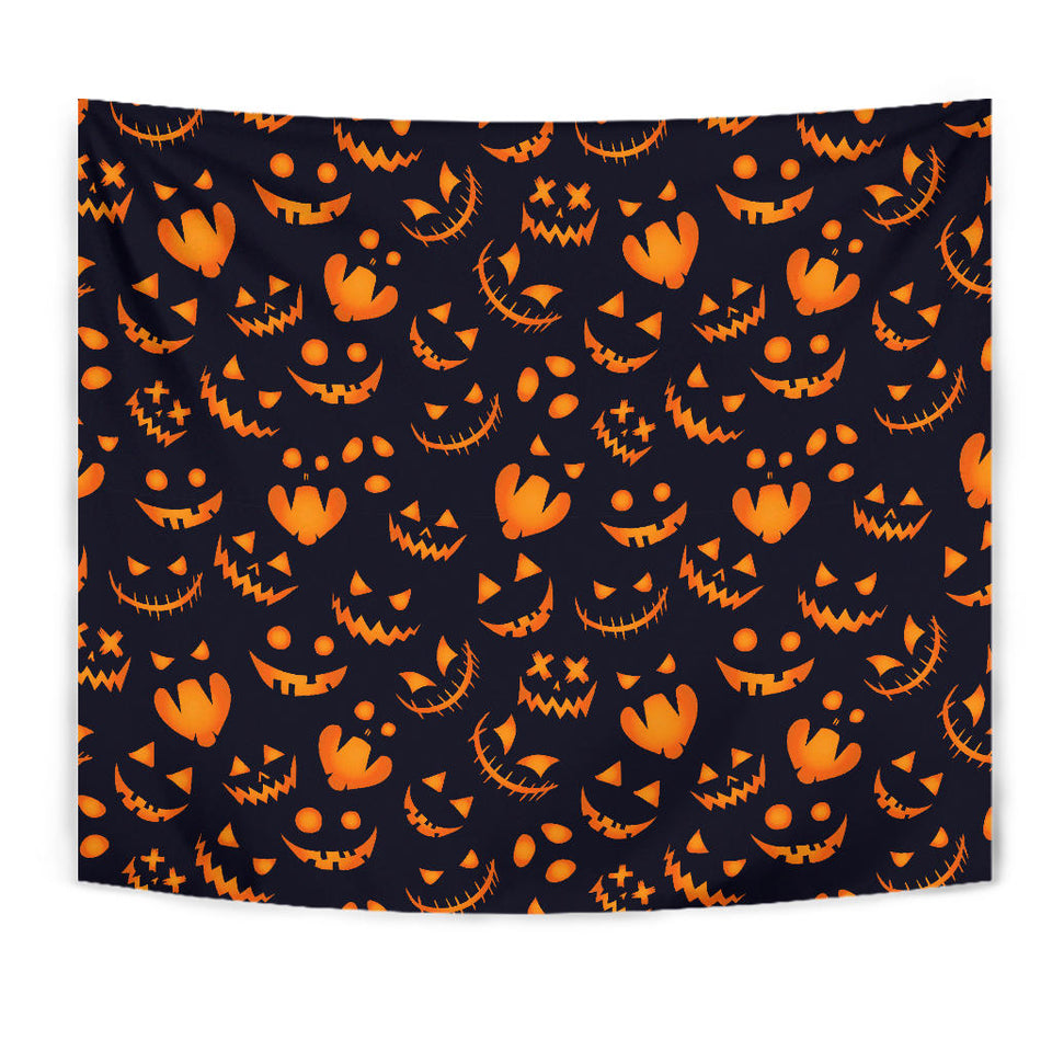 Halloween Pattern Pumpkin Background Wall Tapestry