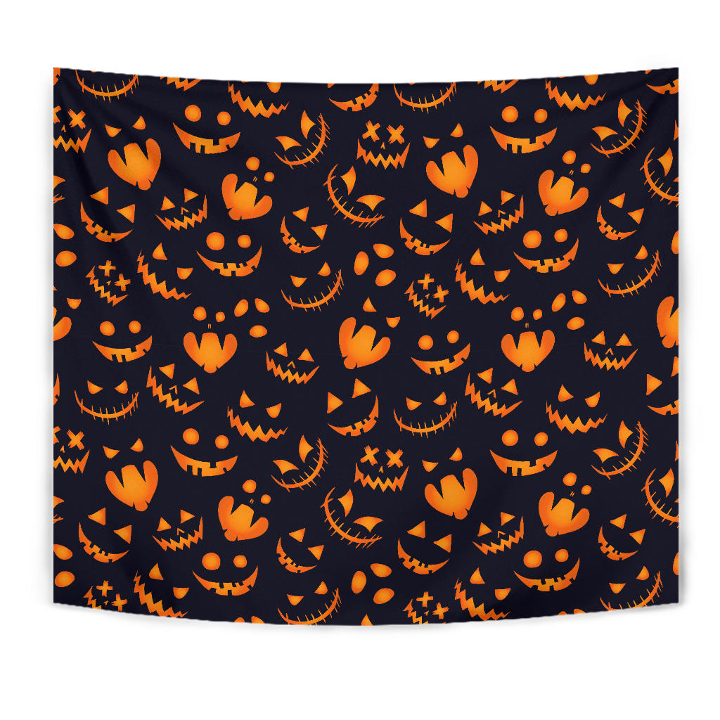 Halloween Pattern Pumpkin Background Wall Tapestry