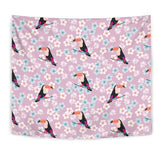 Beautiful Toucan Flower Leaves Wall Tapestry
