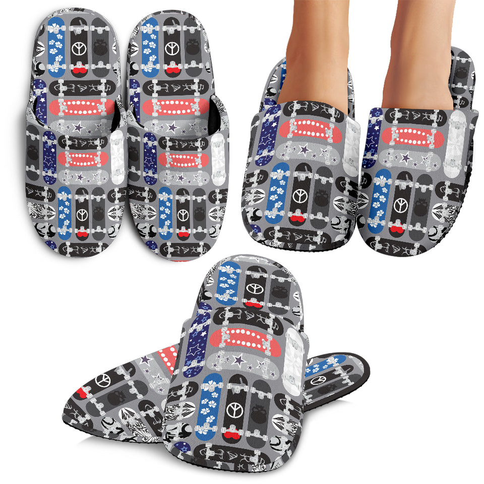 Skate Board Pattern Print Design 04 Slippers