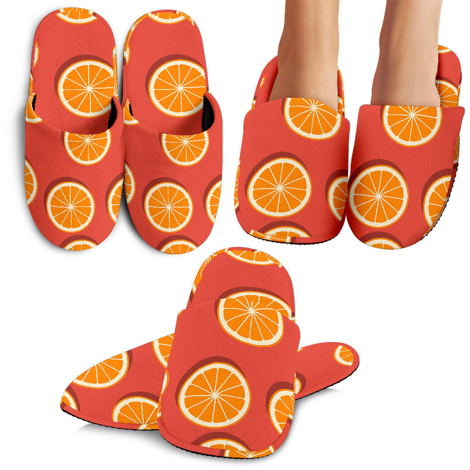 Oranges Pattern Red Background Slippers