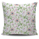 Beautiful Pink Lotus Waterlily Leaves Pattern Pillow Cover