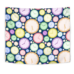 Colorful Clock Background Wall Tapestry