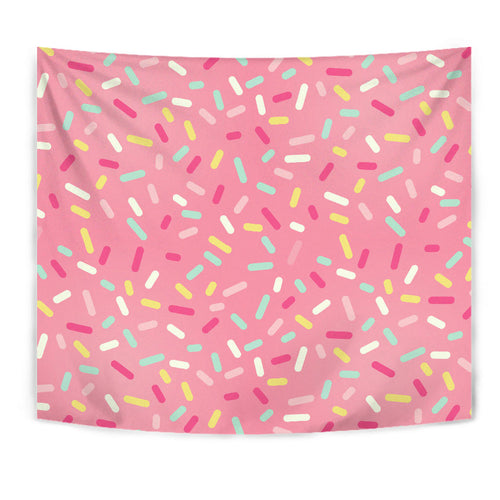 Pink Donut Glaze Candy Pattern Wall Tapestry