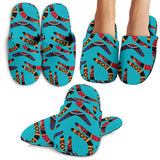 Boomerang Australian Aboriginal Ornament Blue Background Slippers
