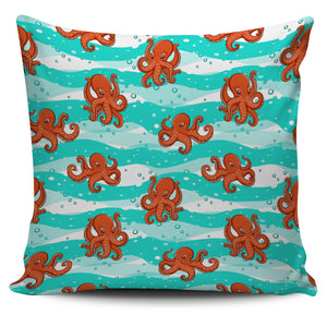 Octopuses Sea Wave Background Pillow Cover