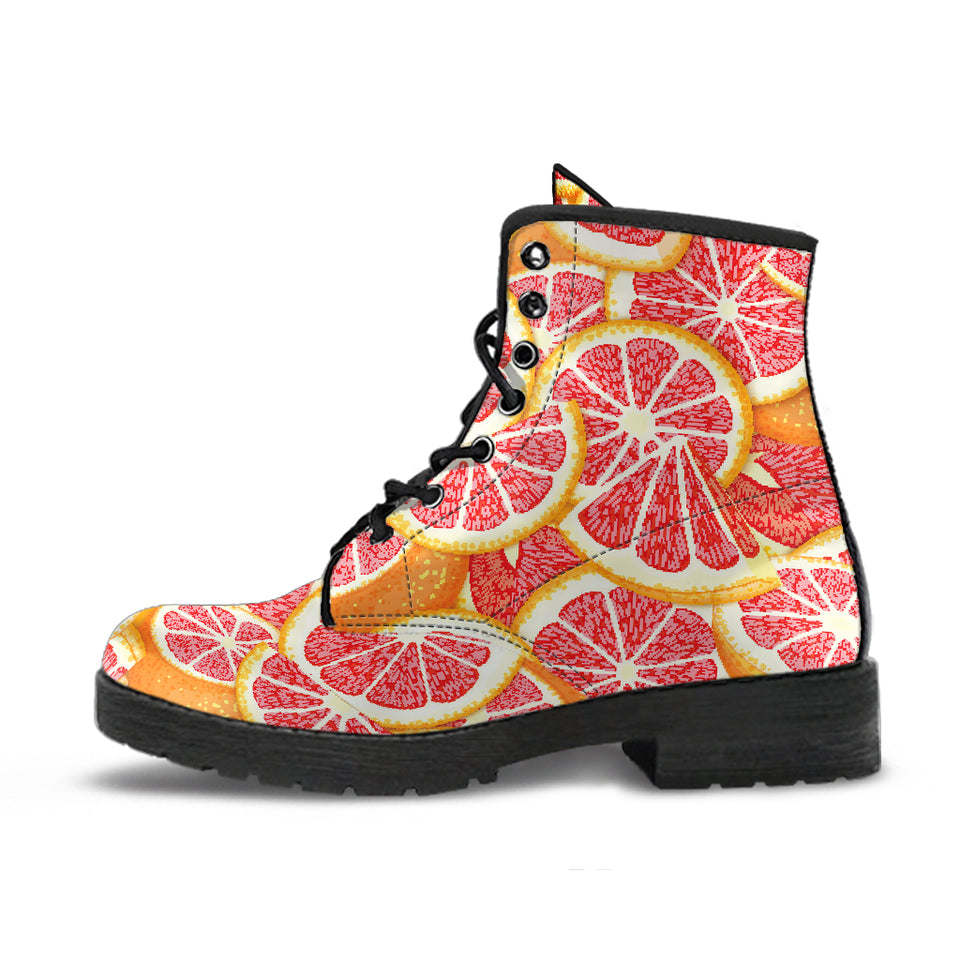 Tropical Grapefruit Pattern Leather Boots