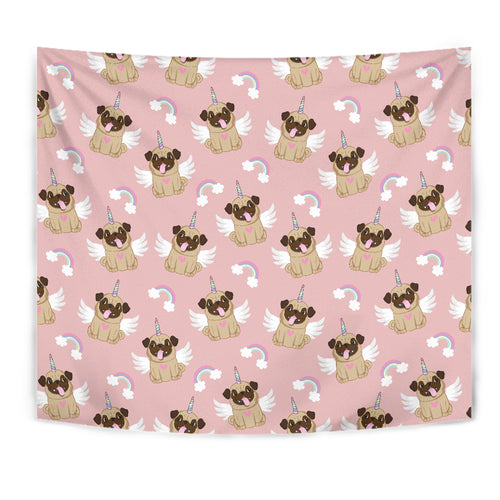 Cute Unicorn Pug Pattern Tapestry