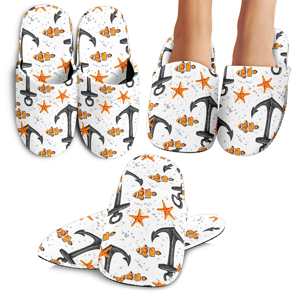 Clown Fish Pattern Print Design 02 Slippers