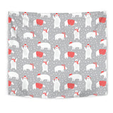 Cute Polar Bear Christmas Snow Pattern Wall Tapestry
