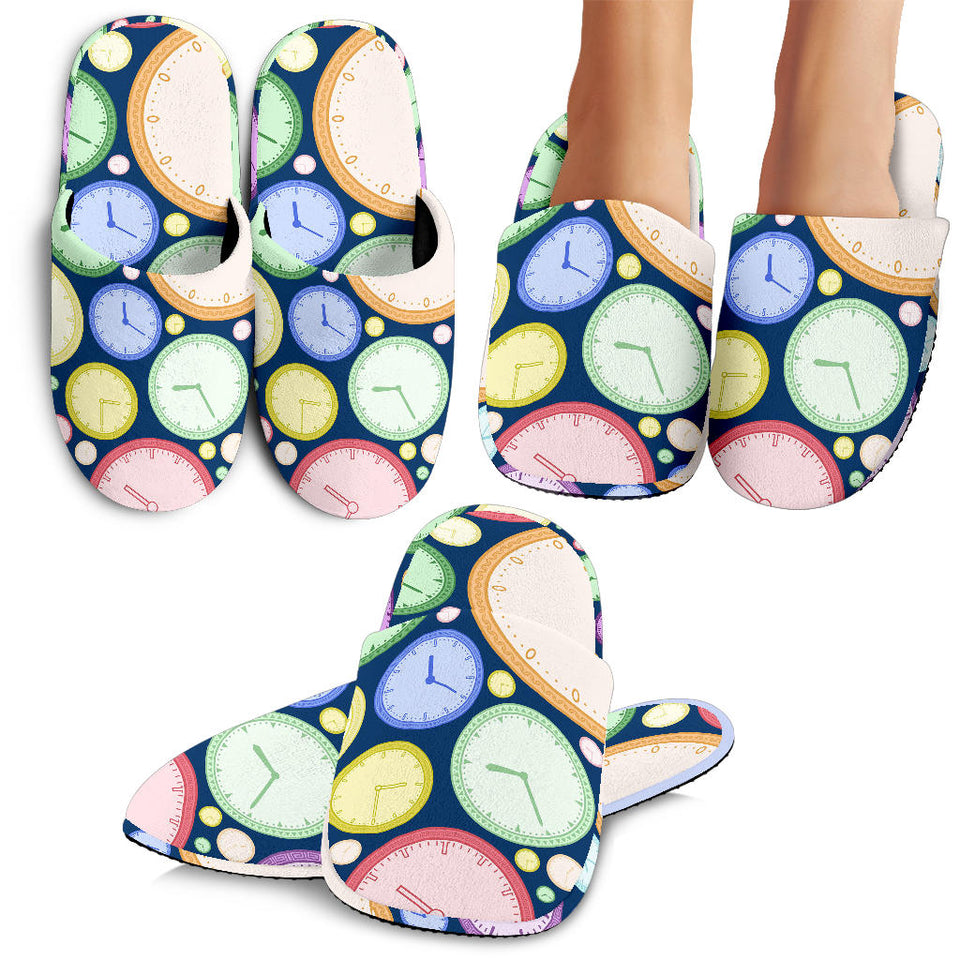 Colorful Clock Background Slippers