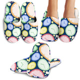 Colorful Clock Background Slippers