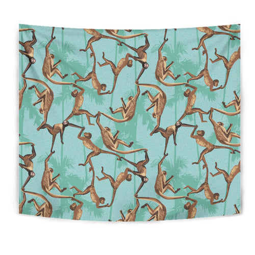 Monkey Palm Tree Background Wall Tapestry