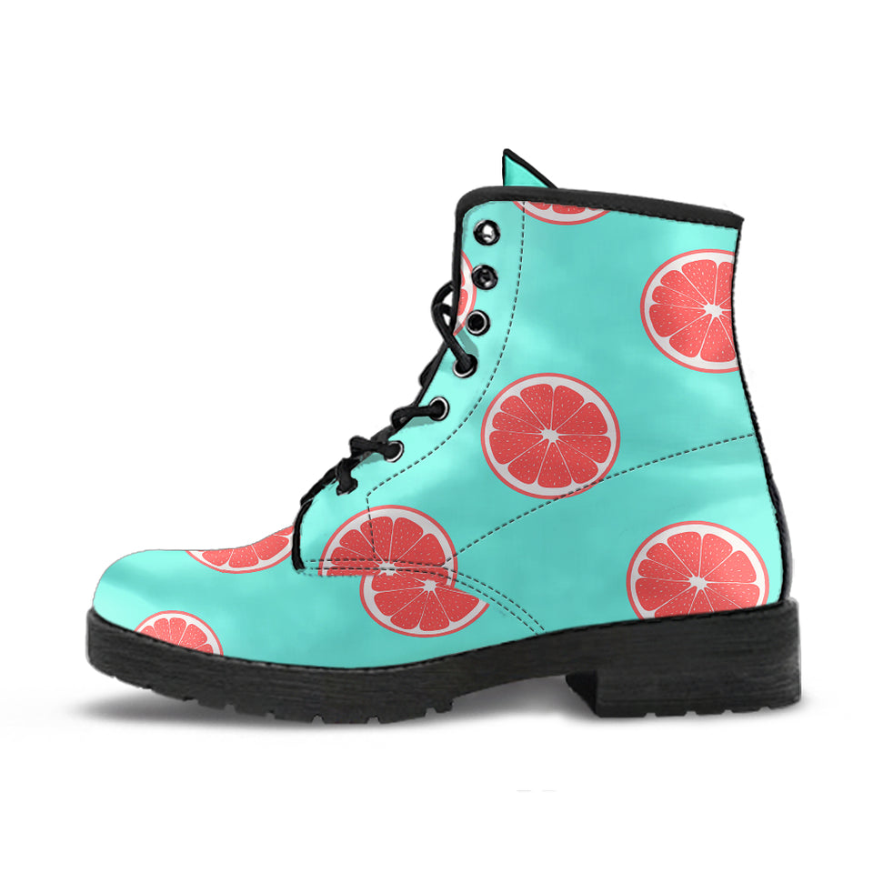 Grapefruit Green Background Leather Boots