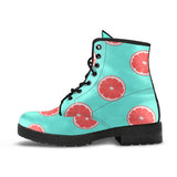 Grapefruit Green Background Leather Boots