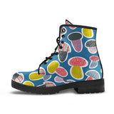 Colorful Mushroom Design Pattern Leather Boots