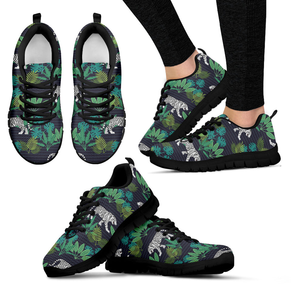 White Bengal Tigers Tropical Plant Women'S Sneaker Shoes