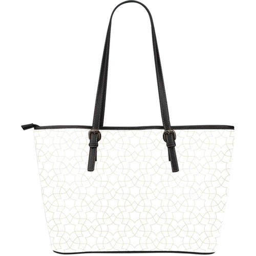 Arabic White Pattern Large Leather Tote Bag
