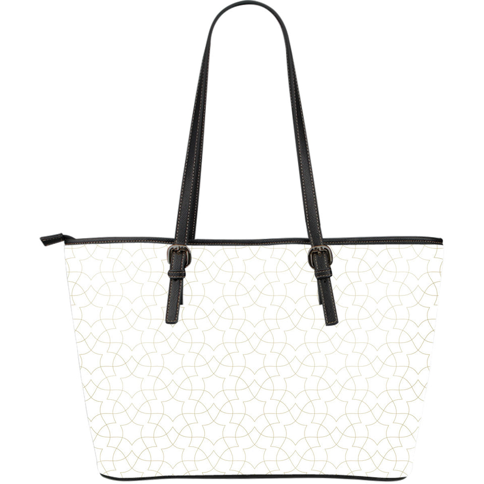 Arabic White Pattern Large Leather Tote Bag