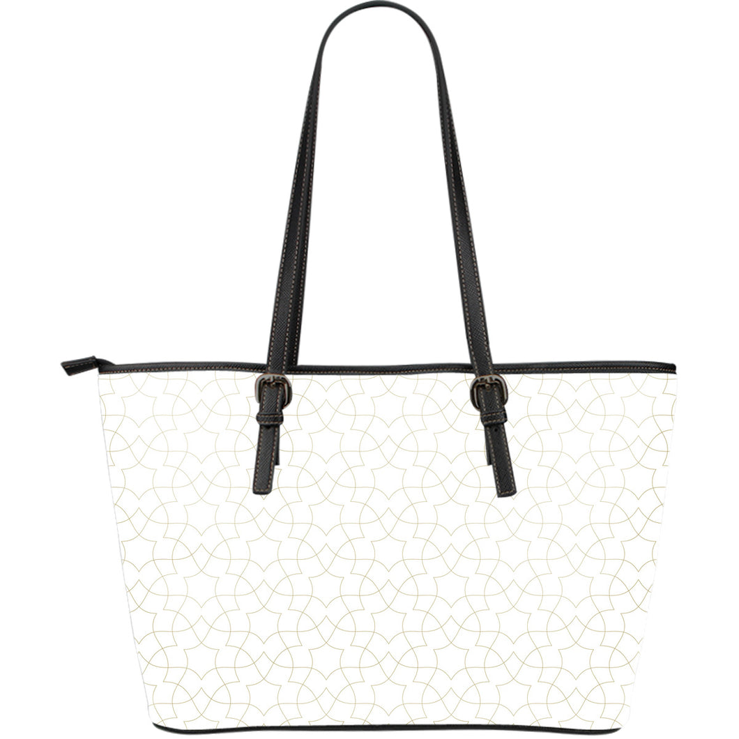 Arabic White Pattern Large Leather Tote Bag