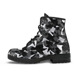 Crow Illustration Pattern Leather Boots