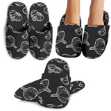 Garlic Pattern Black Background Slippers