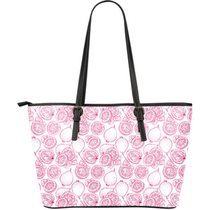 Sketch Guava Pattern Large Leather Tote Bag