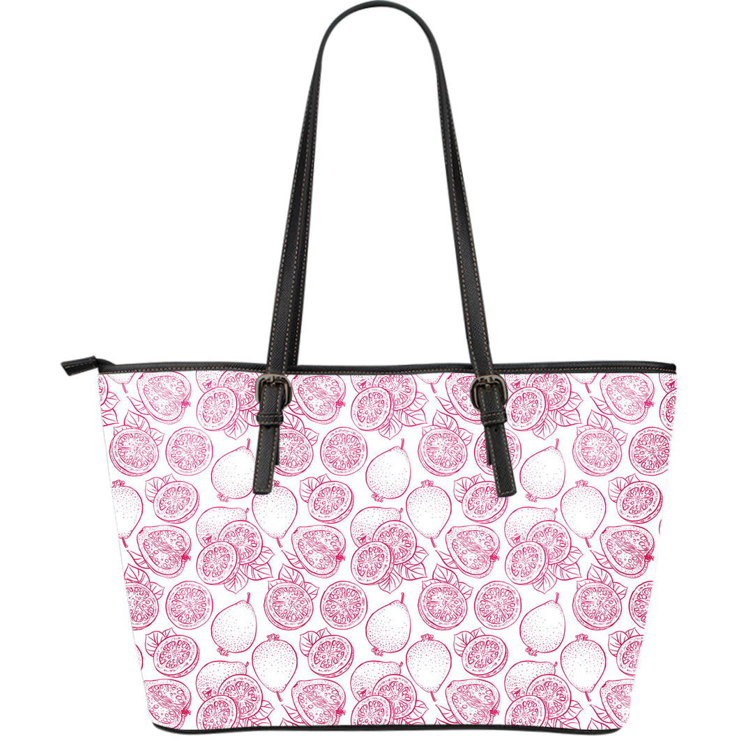 Sketch Guava Pattern Large Leather Tote Bag