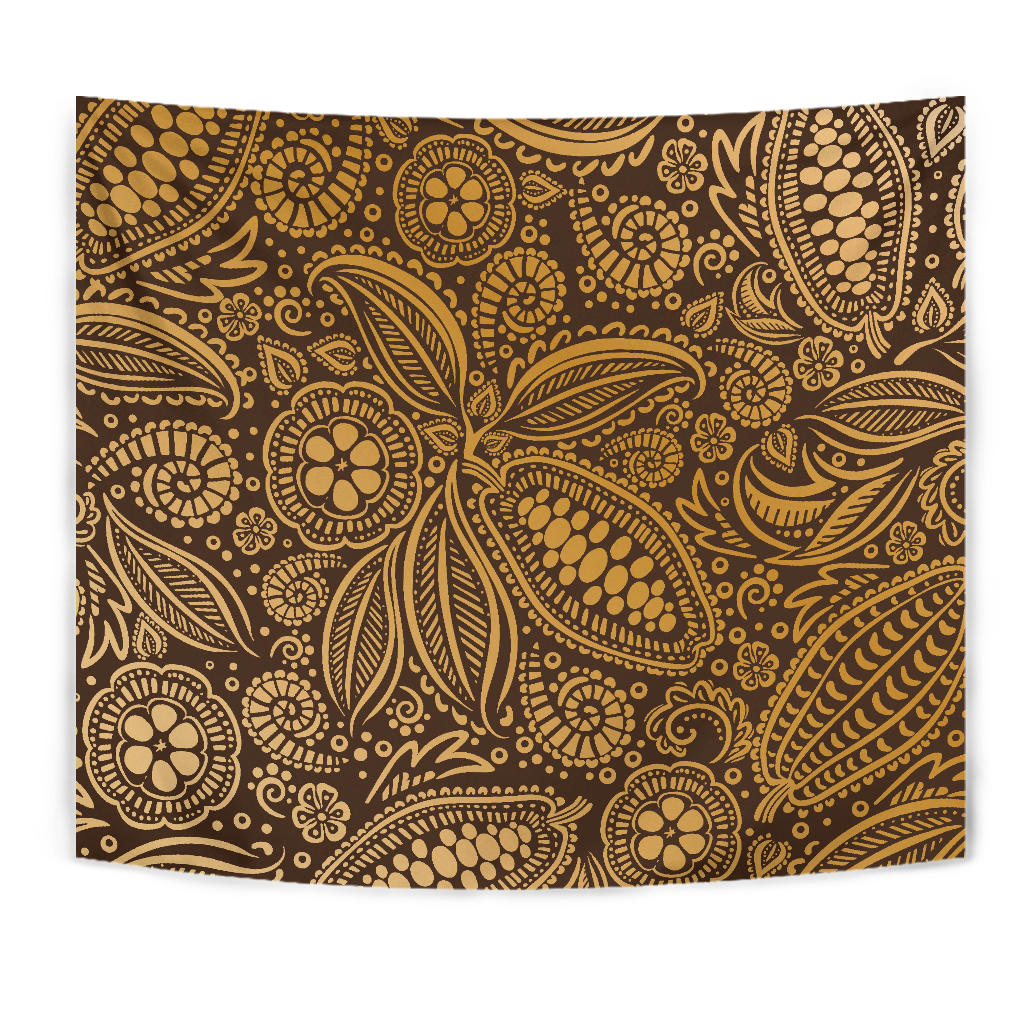 Cocoa Beans Tribal Polynesian Pattern Background Wall Tapestry