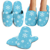 Snowflake Pattern Blue Background Slippers